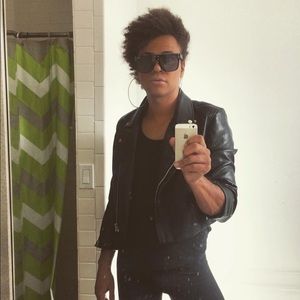 Vegan Cropped Leather Biker Jacket w/ zippers